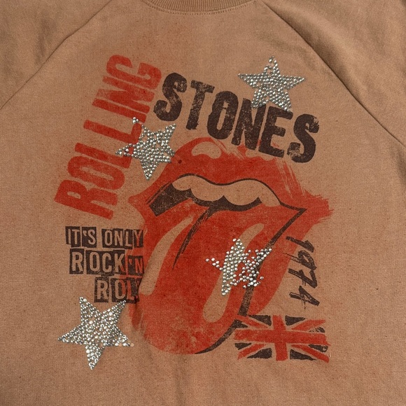 The Rolling Stones Tan Crewneck Sweater - Picture 2 of 6